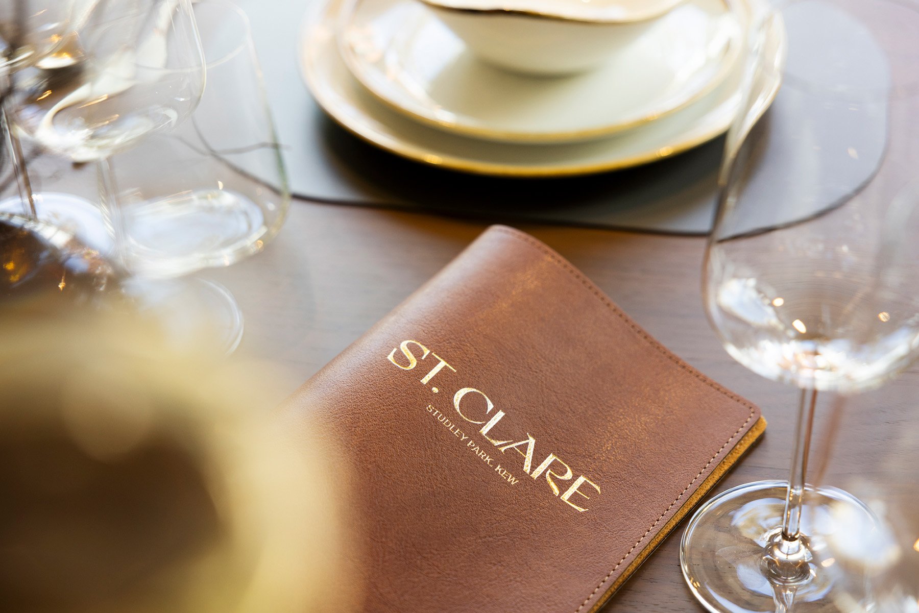 St. Clare menu on dining table